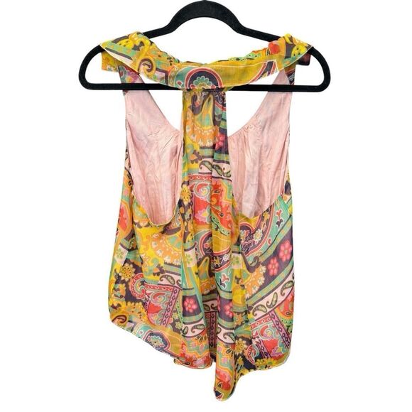 FREE PEOPLE Strawberry Tank Meadow Combo Flowy Lined Bohemian Tank sz L - Picture 5 of 10